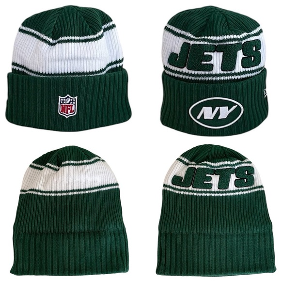 New Era NFL 2024 New York Jets Fleece Lined Cuffed Knit Green Hat Men’s M/L - Picture 2 of 9